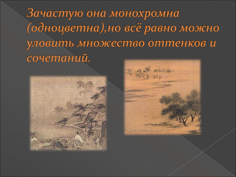 Зачастую она монохромна (одноцветна),но всё равно можно уловить множество оттенков и сочетаний.